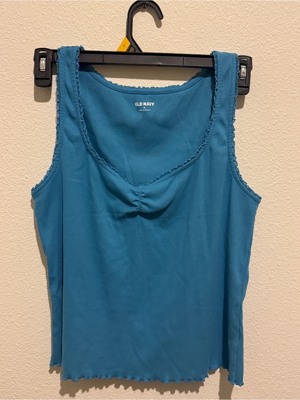 Old Navy Women's Teal Scoop Neck Tank with Lettuce Trim